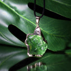 Fine Moldavite Necklace – Green Moldavite Pendant, Handmade with Adjustable Chain – Zahara Lyra Moldavite