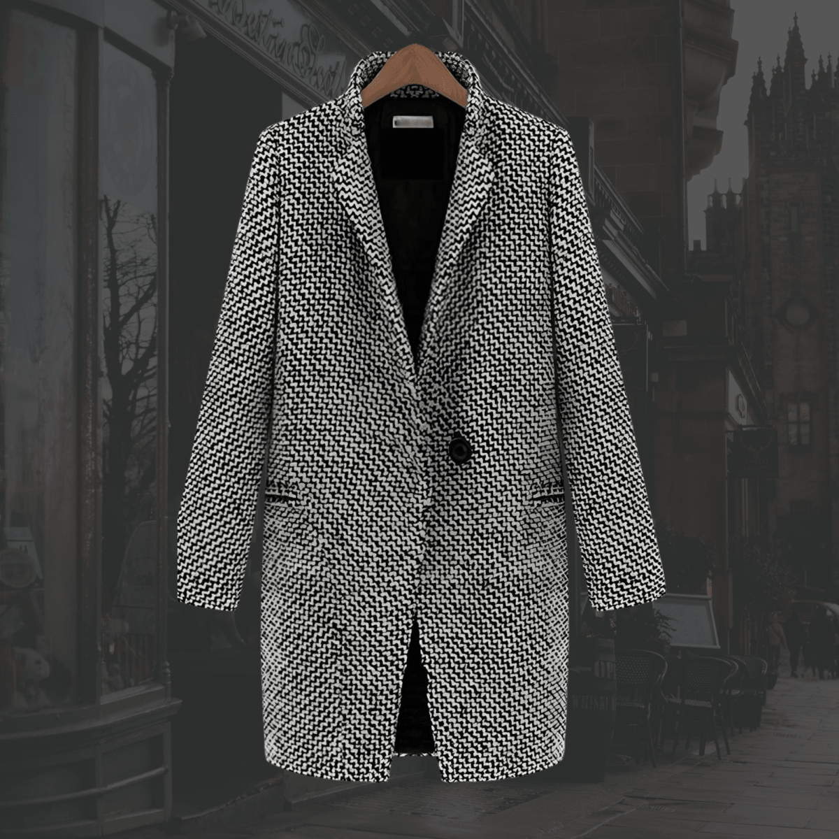 Tasana | Women's Coat | Defined Lapel Neckline Grey