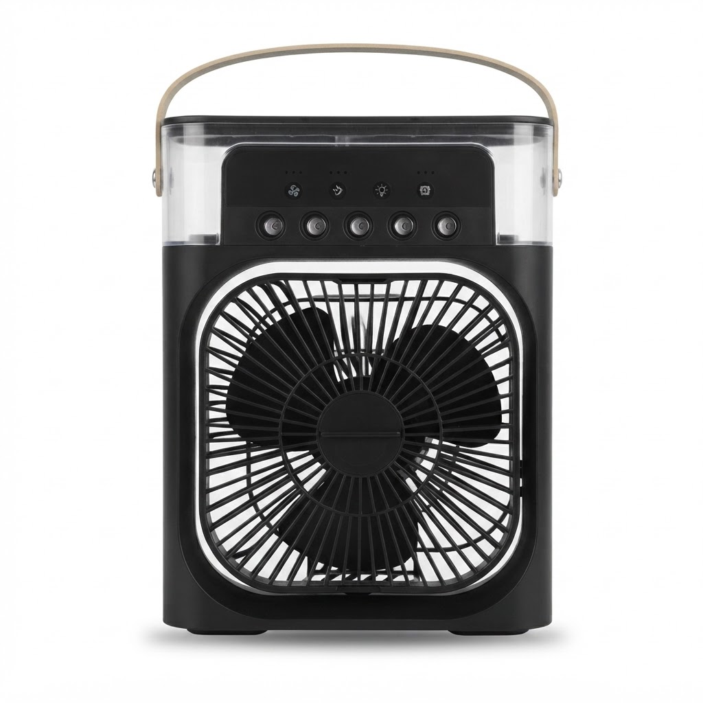 3-in-1 Mini Air Cooler Fan – Portable Humidifier & LED Night Light, USB Desktop Air Conditioner Fan for Home & Office 0