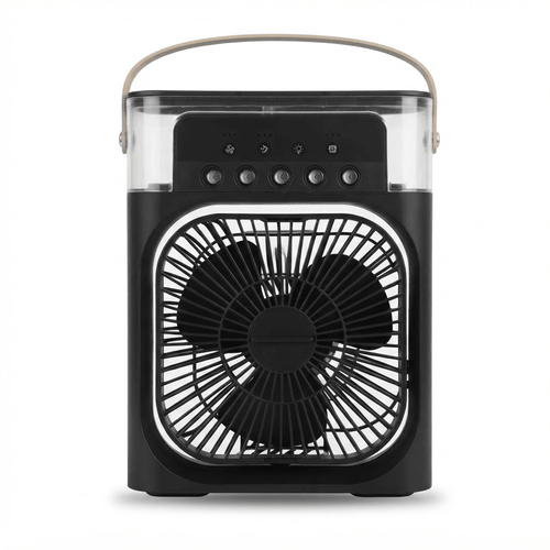 3-in-1 Mini Air Cooler Fan – Portable Humidifier & LED Night Light, USB Desktop Air Conditioner Fan for Home & Office Black