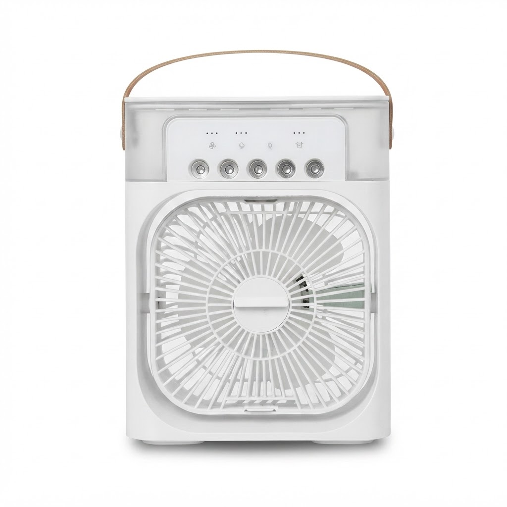 3-in-1 Mini Air Cooler Fan – Portable Humidifier & LED Night Light, USB Desktop Air Conditioner Fan for Home & Office 1