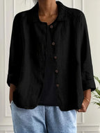 Dôre | Women’s Casual Button Front Lightweight Jacket Black