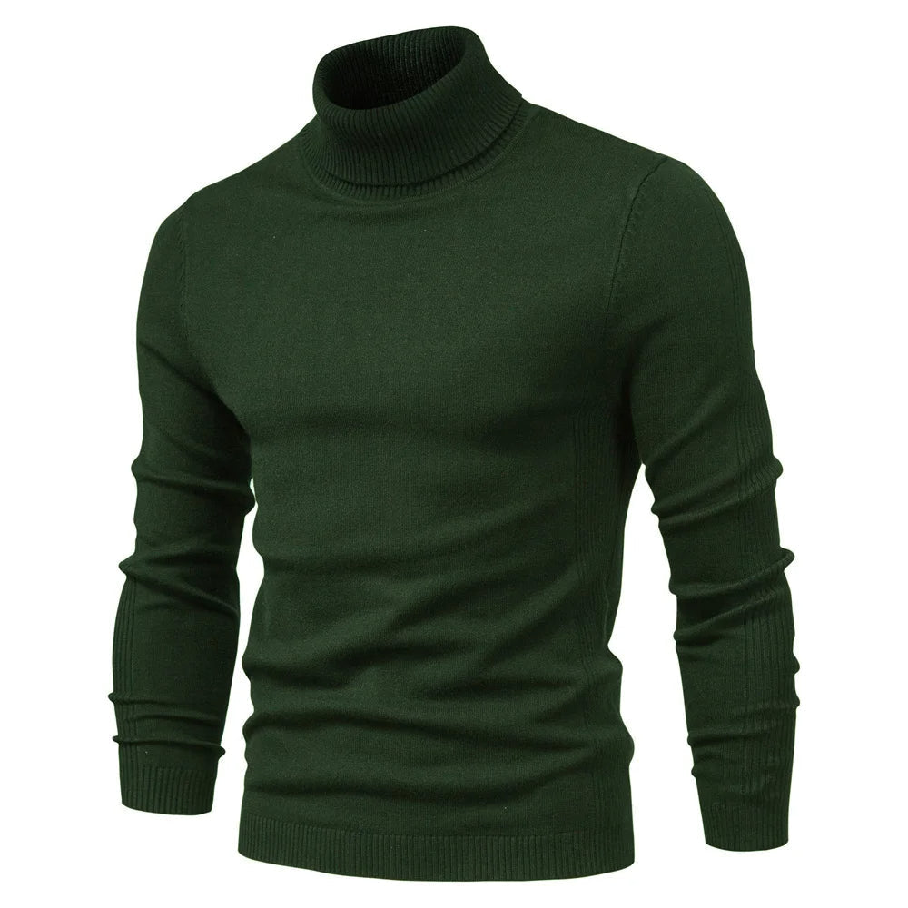 Admire | Men's Mock Neck Turtleneck Sweater - Soft Knit Pullover White