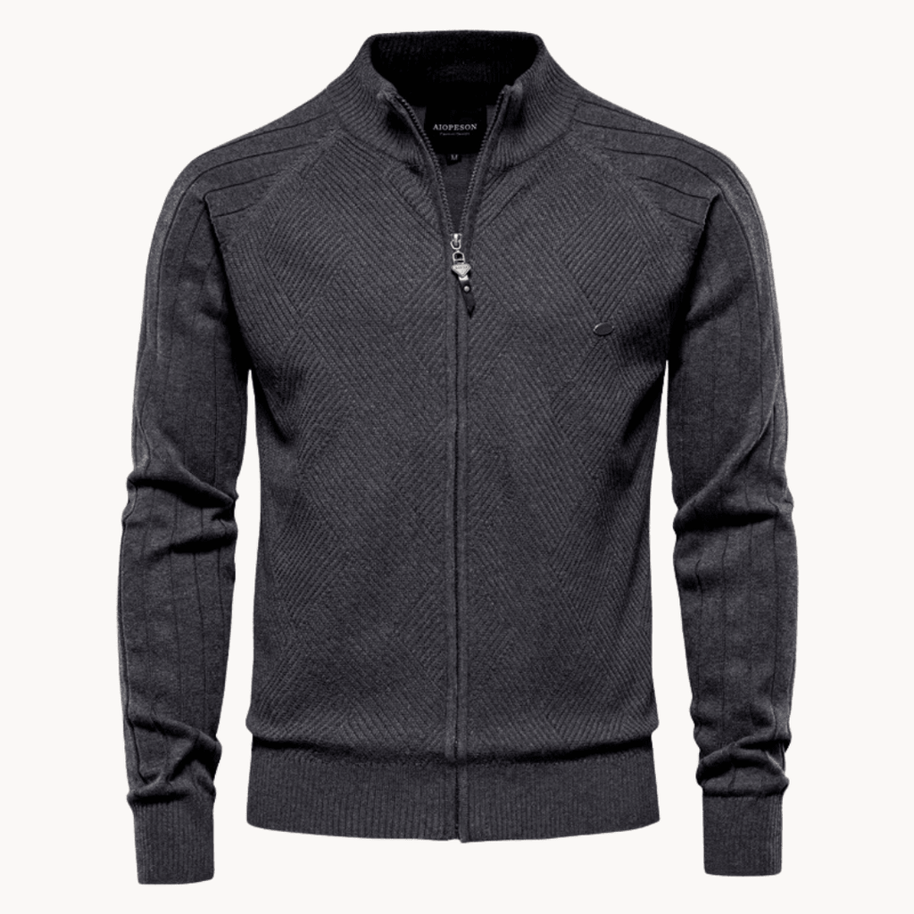 Zip Pullover Jacke Strukturiertes Design mit Stehkragen – Ansicht 5