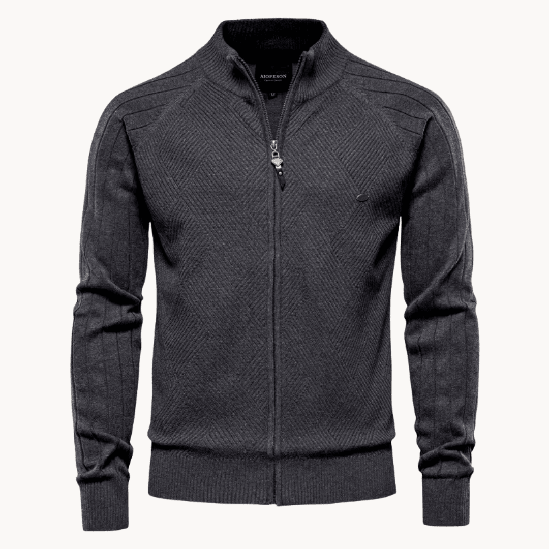 Zip Pullover Jacke Strukturiertes Design mit Stehkragen – Ansicht 5