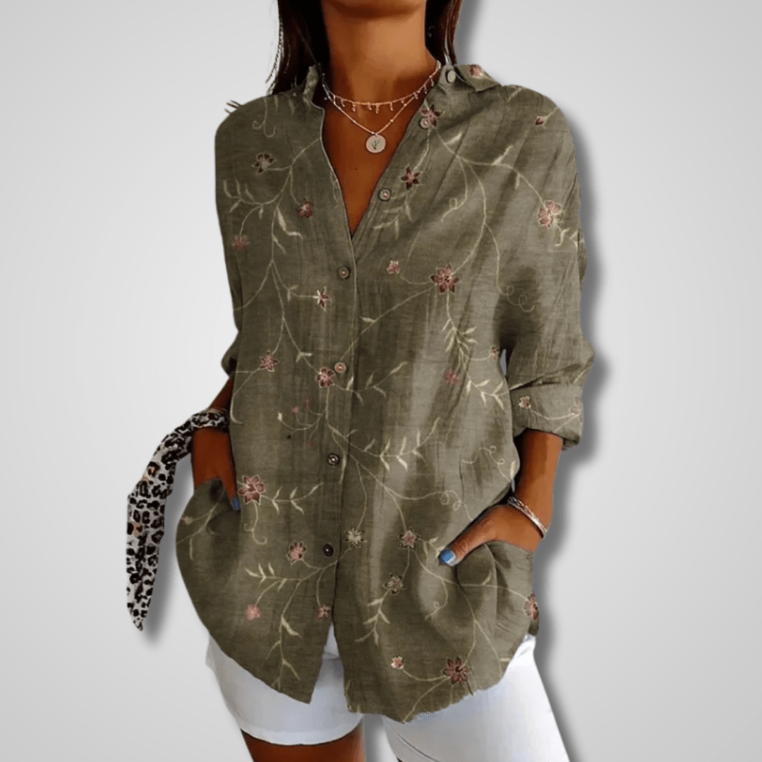 Pamelo | Women’s Blouse | Vintage Button Down Green