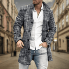Hermosa | Men's Winter Coat | Button-Up Front with Pockets Black and Gray