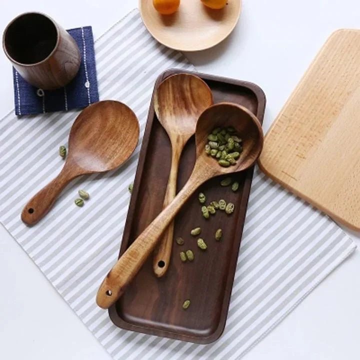 Natural Wooden Kitchen Set – Rustic Wooden Cooking Utensils, Set of 4 or 7 Pieces – RustiCook