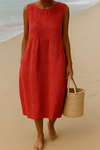 Myrelle | Women’s Midi Sleeveless Dress Red