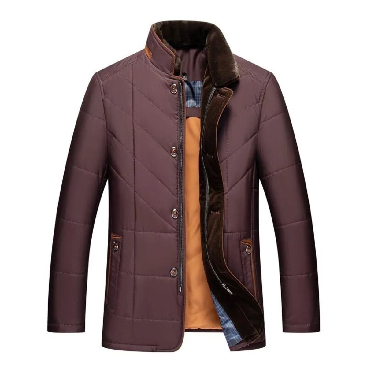 Admire | Men's Winter Jacket | Quilted Front Zipper with Pockets Red