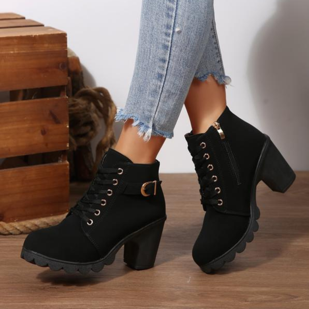 Mechi | Boots For Women | Lace Up Ankle Block Heel