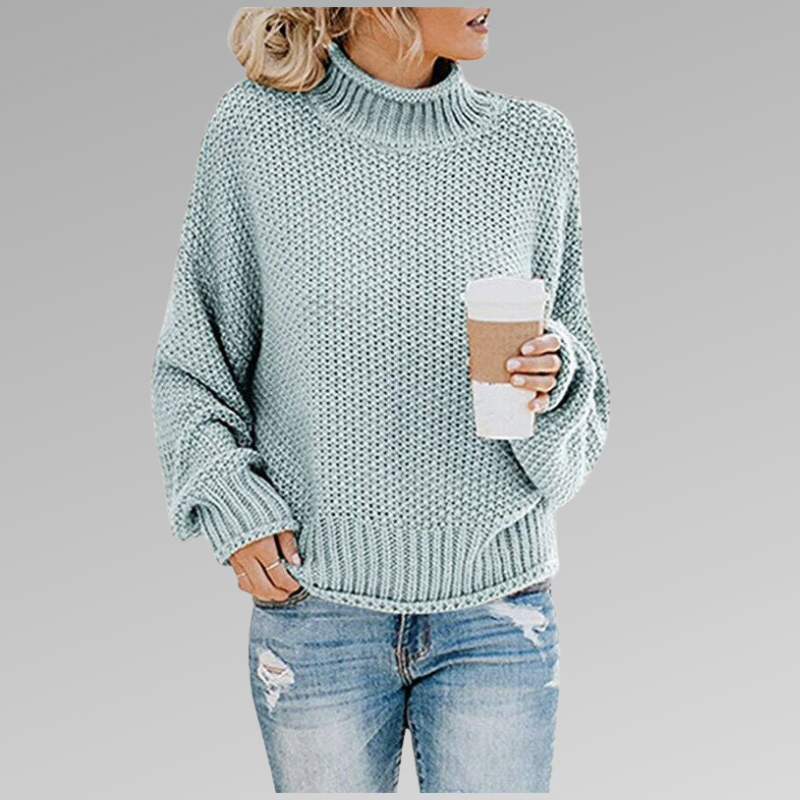 Women's Cotton Blend Round Neck Knitted Sweater for Cool Autumn Days Light Blue