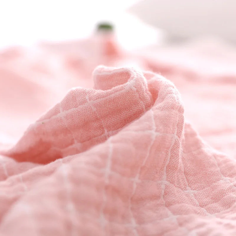 Simple Casual Cotton Blanket – Lightweight Cotton Gauze Muslin Throw Blanket for Bed & Sofa, Breathable, All-Season – BreezyCotton Pink