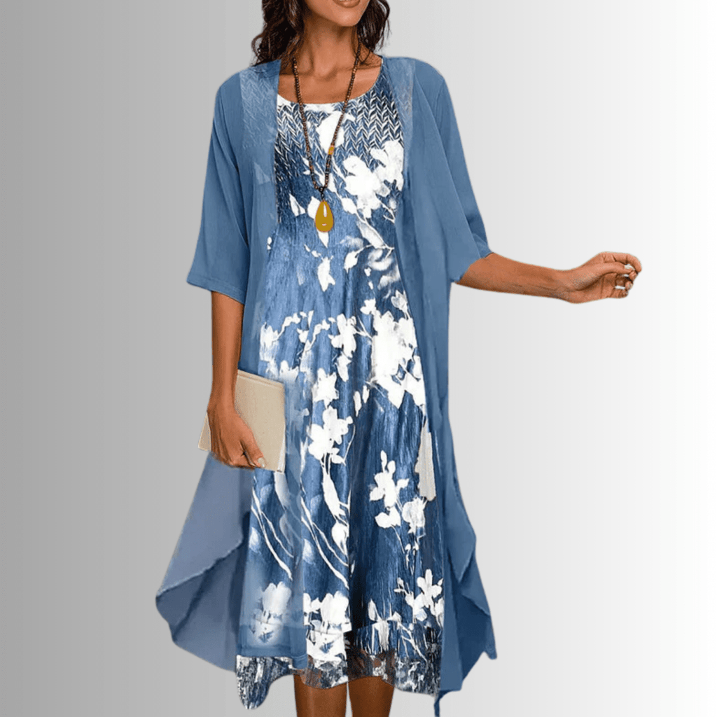 Parsha | Women's Dress | Layered Open Front Midi Blue