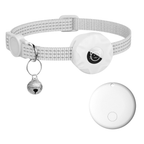 Smart Tracker Collar for Cats and Dogs – Pet Tracker for Android, Works with Google Find My Device, Reflective White White