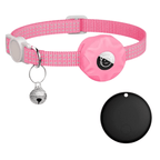 Smart Tracker Collar for Cats and Dogs – Pet Tracker for Android, Works with Google Find My Device, Reflective Pink Black