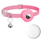 Smart Tracker Collar for Cats and Dogs – Pet Tracker for Android, Works with Google Find My Device, Reflective Pink White