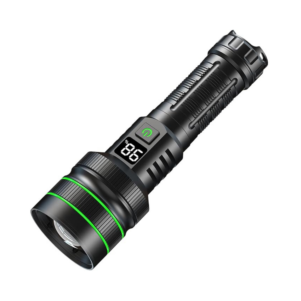 Extremely Bright Zoomable LED Flashlight – IPX67 Waterproof Aircraft Aluminum Flashlight with SOS & Strobe, 4 Brightness Levels – PowerBeam