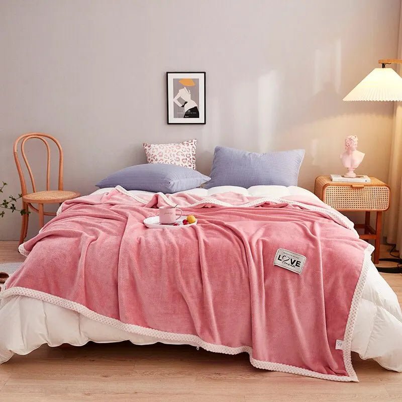 Pink Flannel Fleece Blanket – Soft Plush Throw Blanket for Couch & Bed, Lightweight & Warm, 3 Sizes – BlushCozy