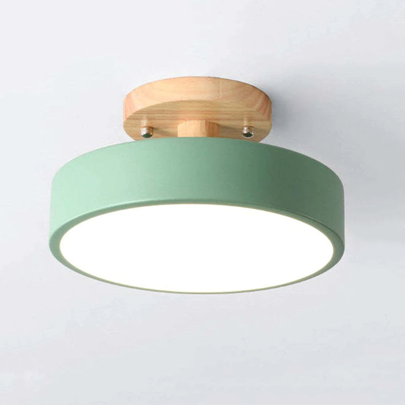 Modern LED Ceiling Lamp – Wood & Acrylic Flush Mount Ceiling Light for Bedroom, Dining & Living Room, 5 Colors – LunaLux