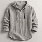 Ranches | Men’s Hooded Shirt with Long Sleeves and Rounded Hem Grey