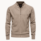 Hommes | Zip Pullover Jacket | Structured Design with Stand Collar Khaki