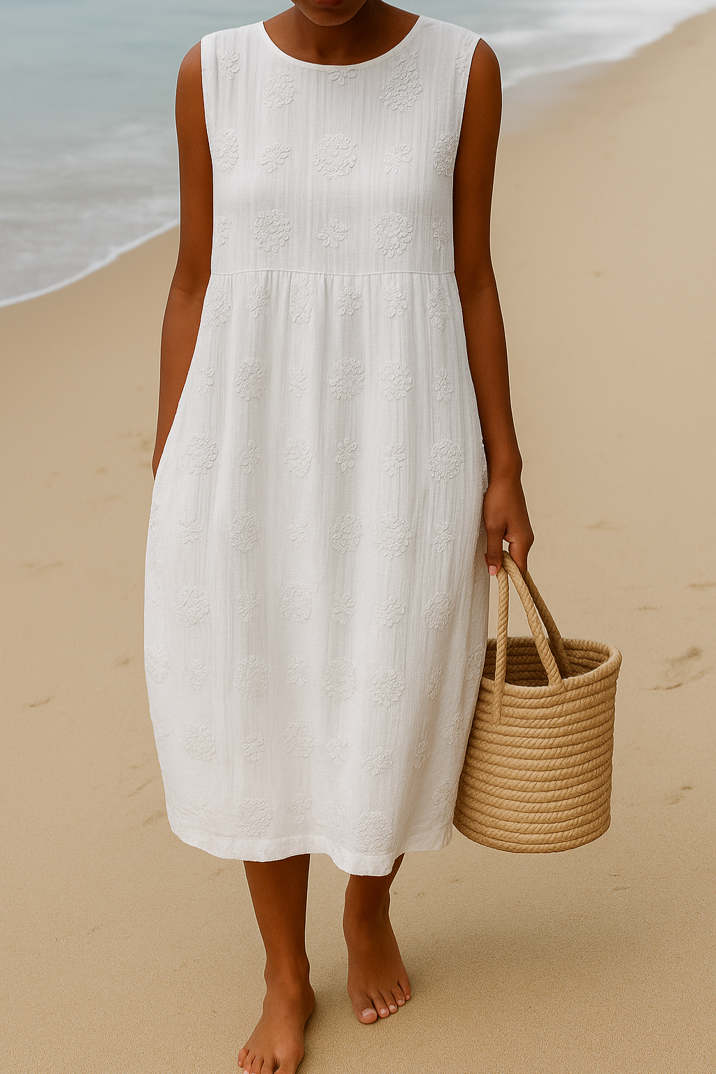 Myrelle | Women’s Midi Sleeveless Dress White