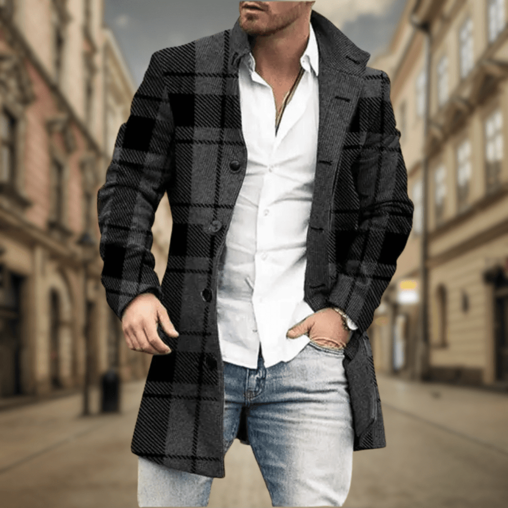 Hermosa | Men's Winter Coat | Button-Up Front with Pockets Black