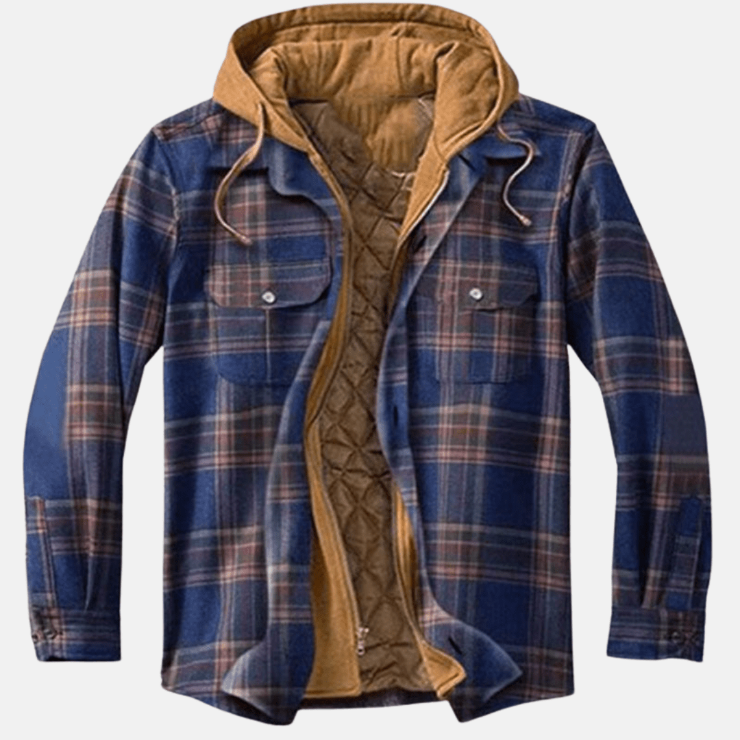 Calico | Men's Jacket | Plaid Hooded Shirt Dark Blue