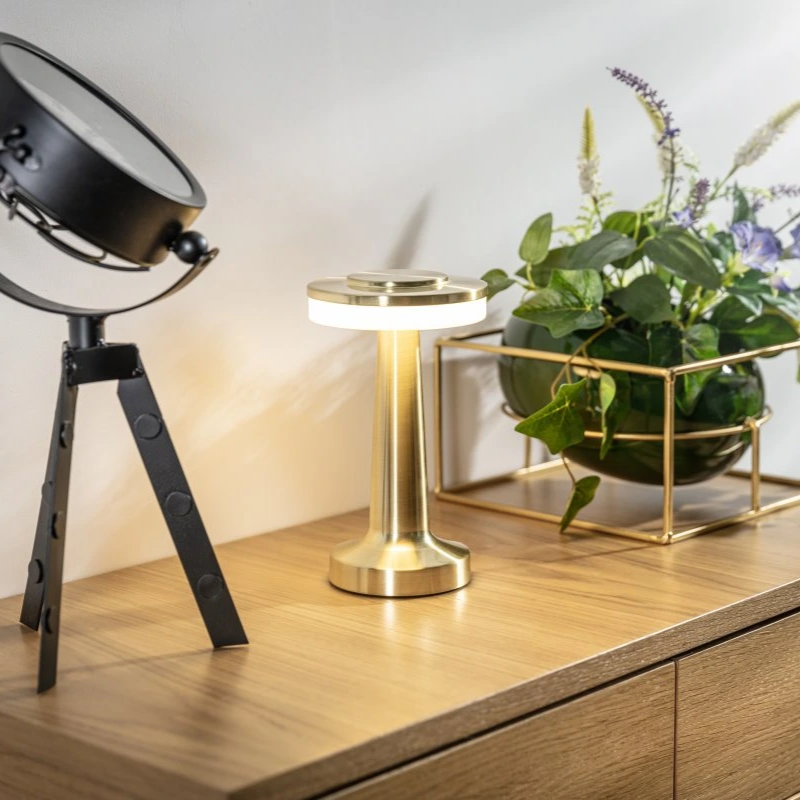 Wireless Retro Table Lamp – Cordless Rechargeable LED Lamp, Dimmable with 3 Color Temperatures, Metal Bar & Restaurant Lamp – LumiBar