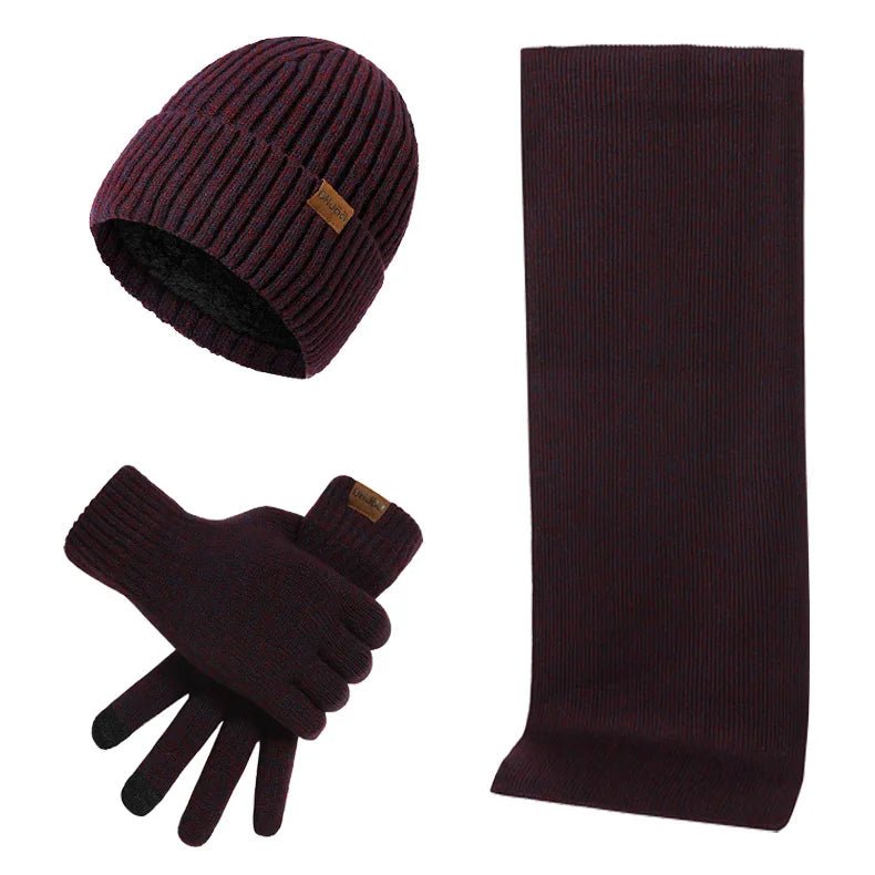 Hommes | Rugged Winter Set | With Rugged Hat, Scarf, and Gloves! Burgundy
