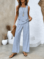 Zahara | Women’s Two-Piece Set with Matching Top and Pants Light Blue