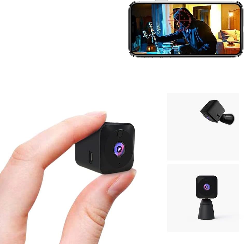 Mini Security Camera 4K Wi-Fi – Small Indoor Camera with 150° Wide Angle, Night Vision, Motion Alerts & Rechargeable Battery