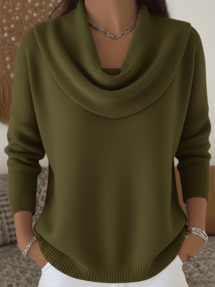 Pamelo | Women’s Sweater | Long Sleeve Cowl Neck Green