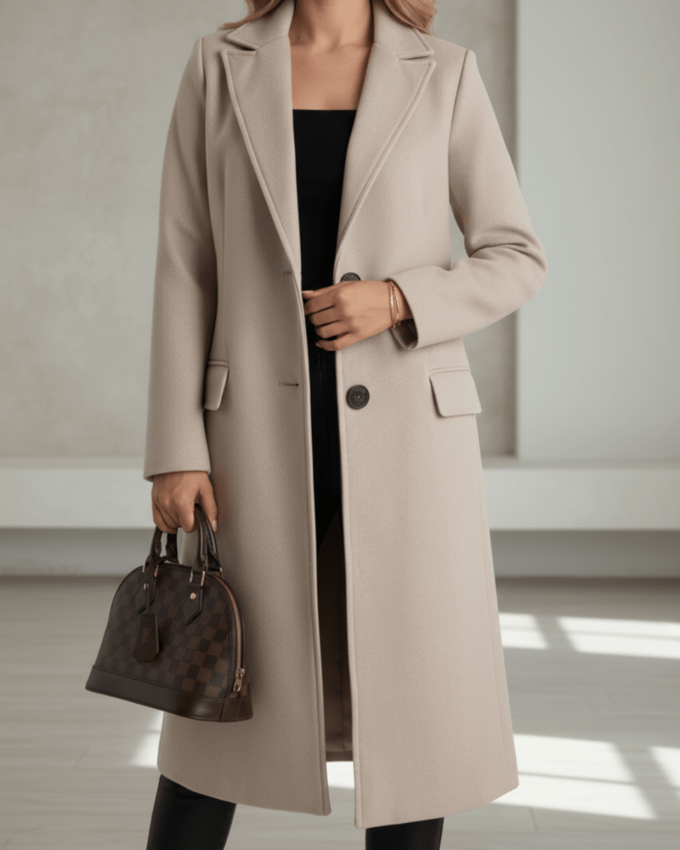 Umami | Women's Coat | Buttoned Front Layout Beige