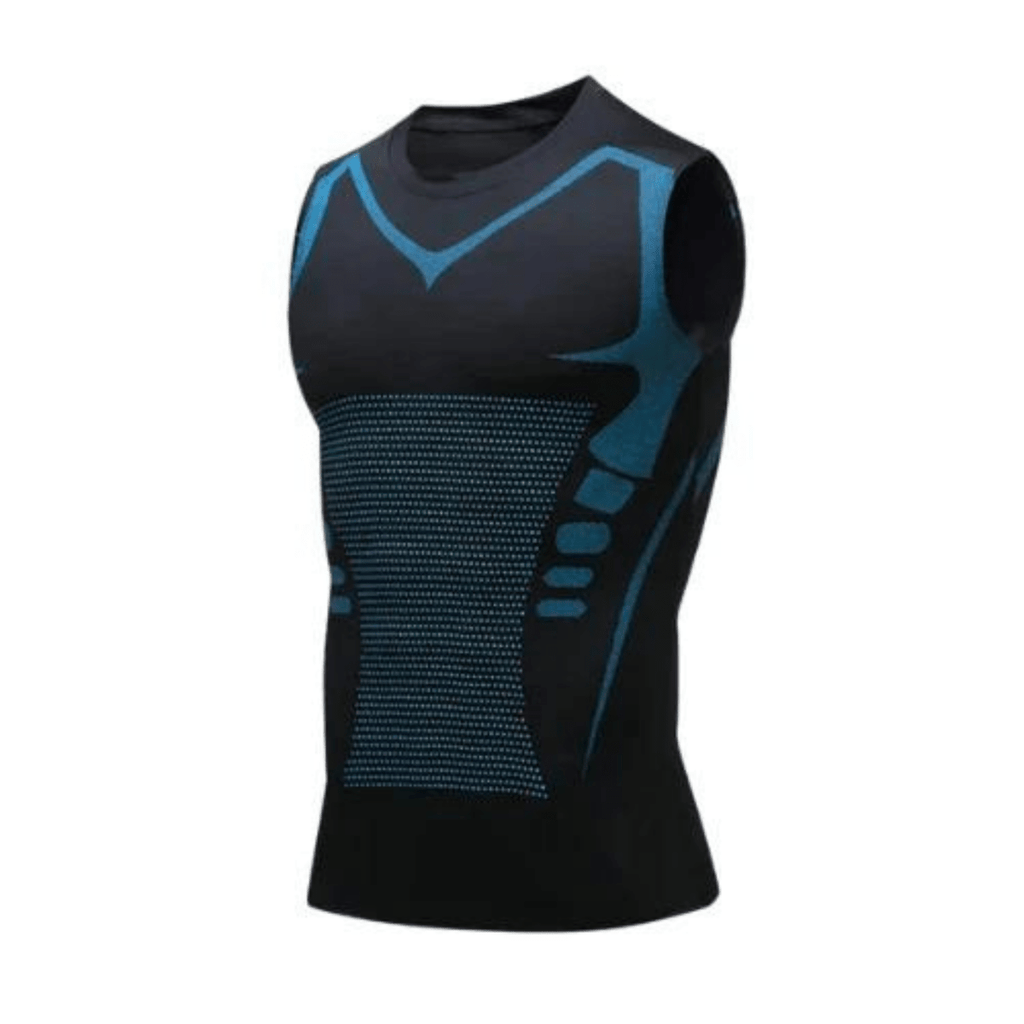 Shaping Men's Shirt – Men's Shapewear Compression Undershirt for Chest & Belly, Invisible Under Clothes, S–3XL – CoreForm Bodyshape Black Blue