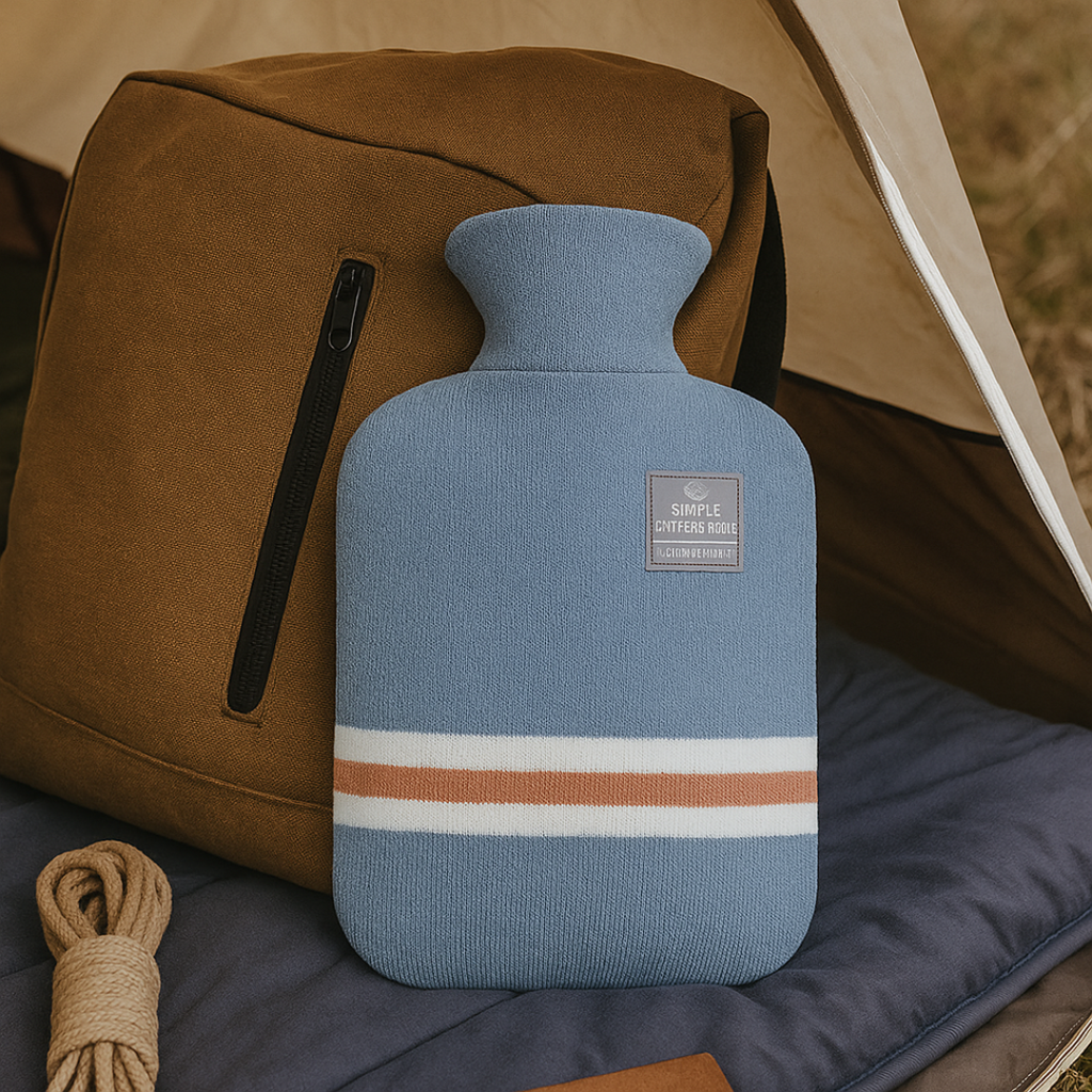 Hot Water Bottle with Knit Cover, 34 oz – Soft Warmth for Cold Winter Nights, 5 Colors Light Blue