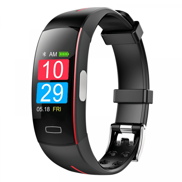 Smart Fitness Tracker with Heart Rate Monitor – Activity & Sleep Tracking, Notifications, OLED, IP67, iOS & Android Black Red