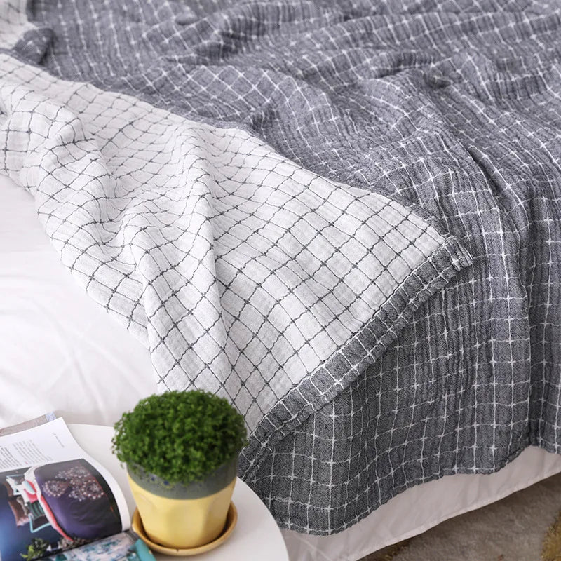Simple Casual Cotton Blanket – Lightweight Cotton Gauze Muslin Throw Blanket for Bed & Sofa, Breathable, All-Season – BreezyCotton