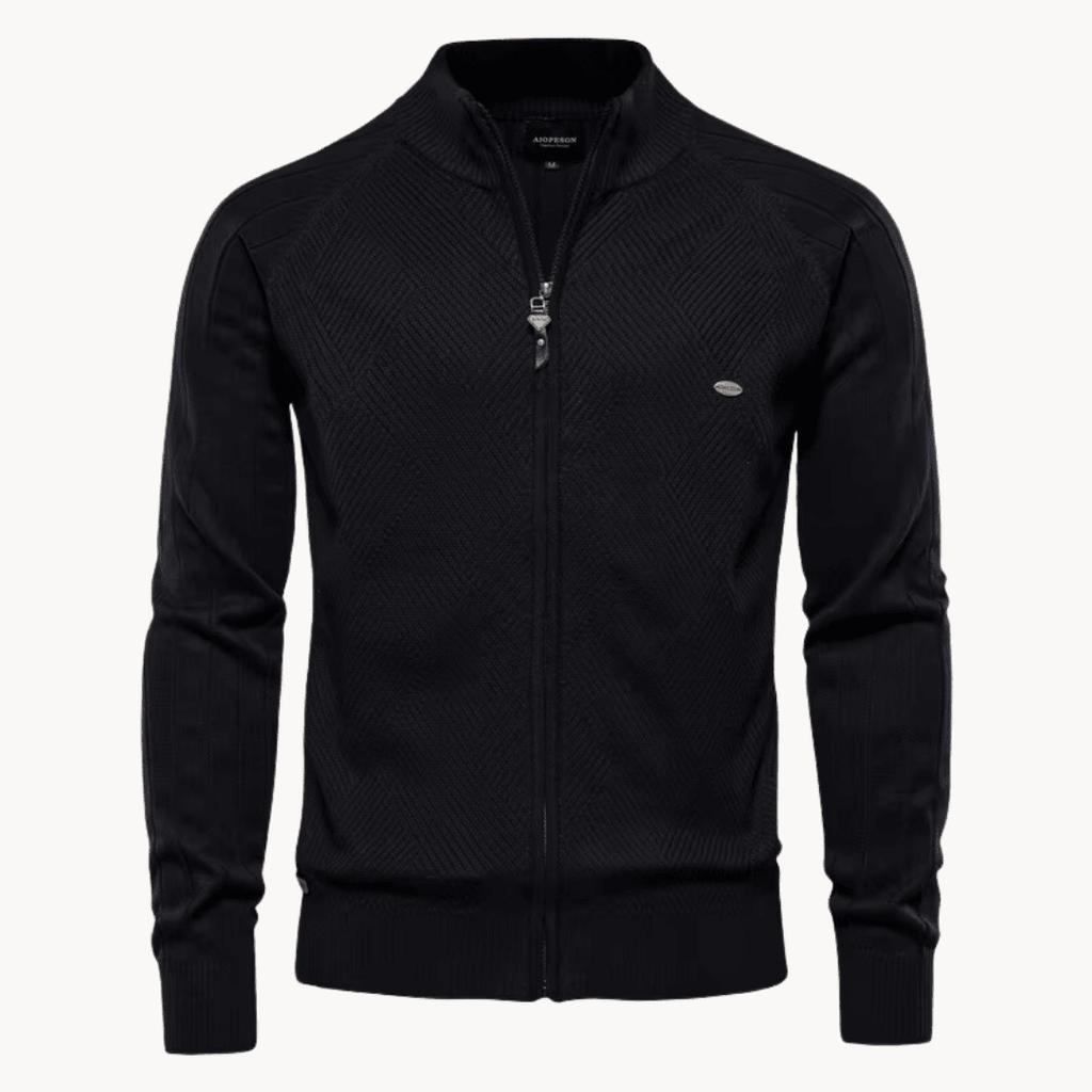 Zip Pullover Jacke Strukturiertes Design mit Stehkragen – Ansicht 10