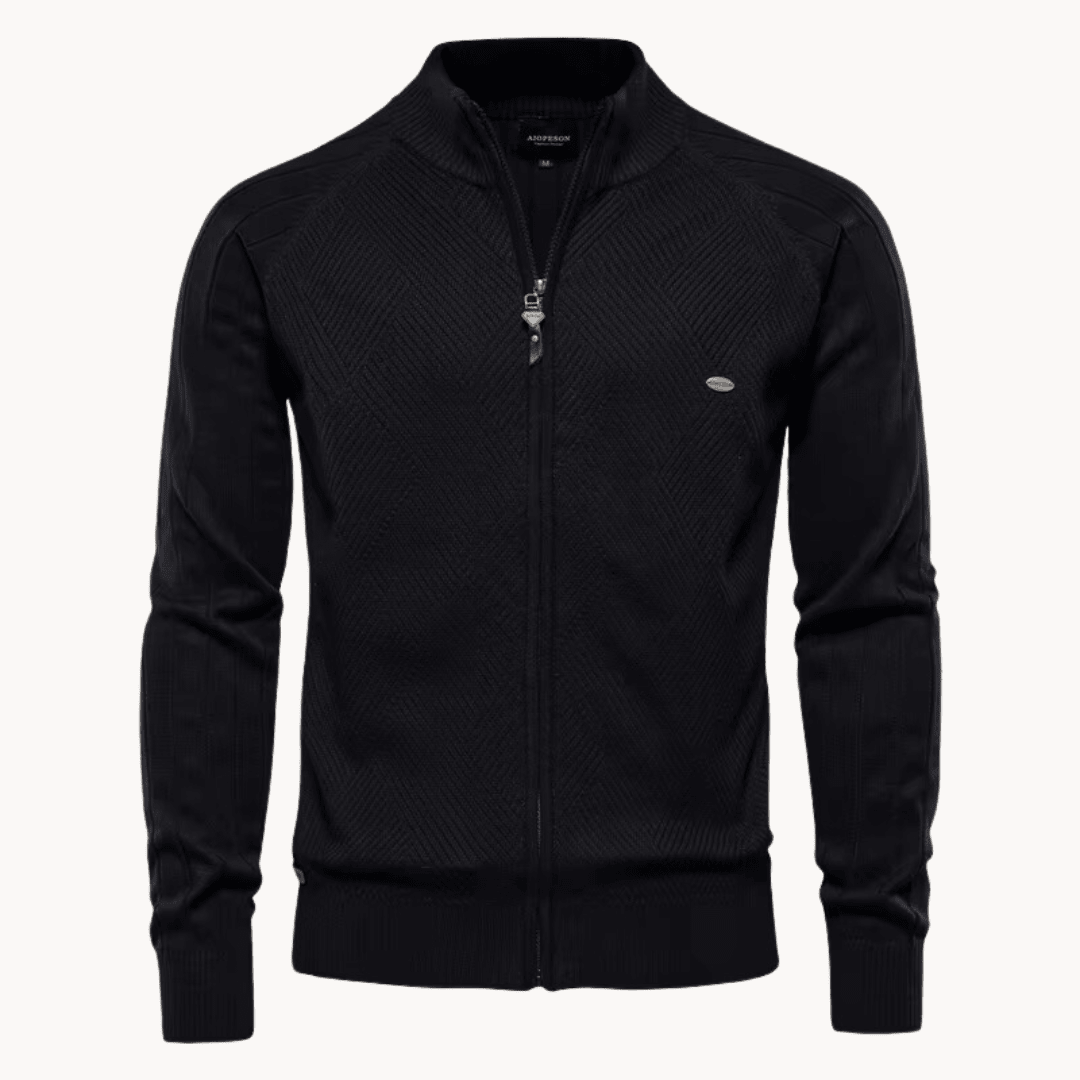 Zip Pullover Jacke Strukturiertes Design mit Stehkragen – Ansicht 10