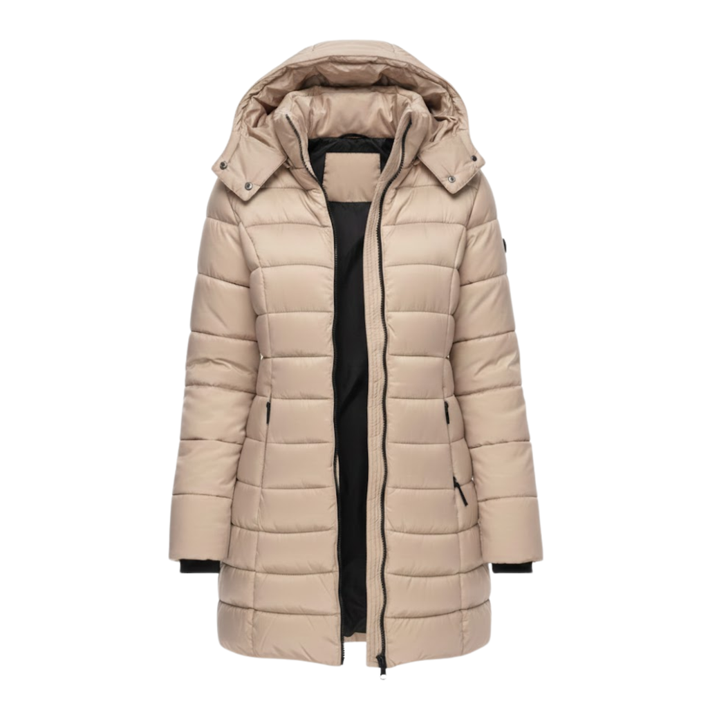 Luna | Mid-Length Quilted Parka with Hood for Women Khaki