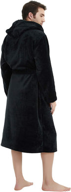 Men's Fleece Robe with Hood – Soft Two-Tone Hooded Bathrobe with Pockets & Belt, Machine Washable, S–3XL – Calico