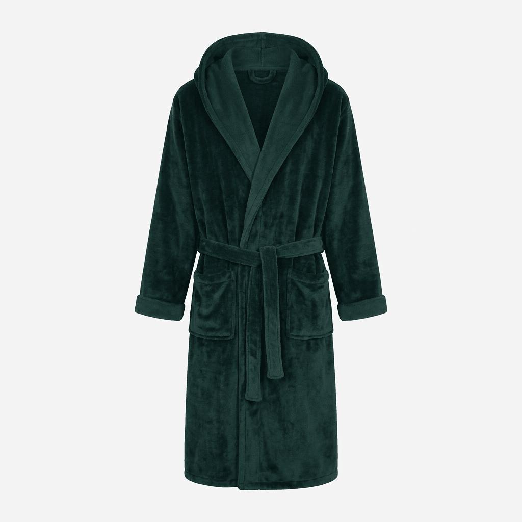 Men's Fleece Robe with Hood – Soft Two-Tone Hooded Bathrobe with Pockets & Belt, Machine Washable, S–3XL – Calico