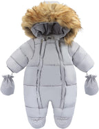 Baby Snowsuit with Hood – Warm Winter Jumpsuit with Soft Lining & Zipper, 4 Colors, 0-24 Months – Figueral
