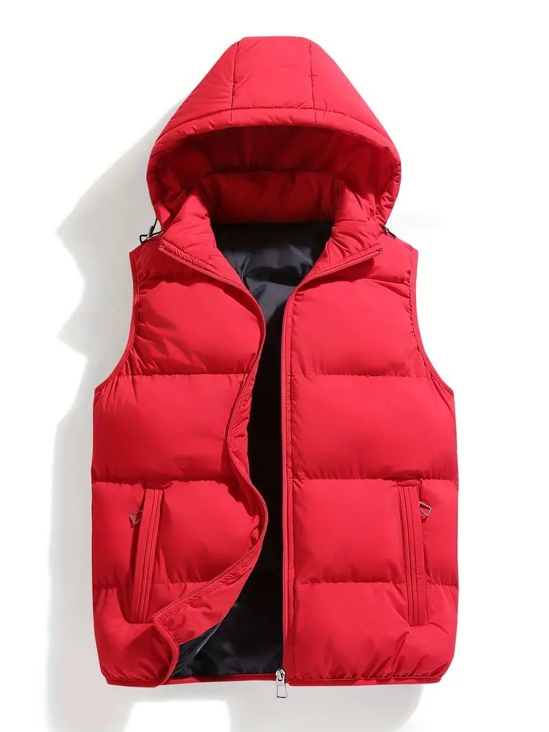 Isaac | Lightweight Body Warmer Men’s Winter Quilted Vest with Hood Red