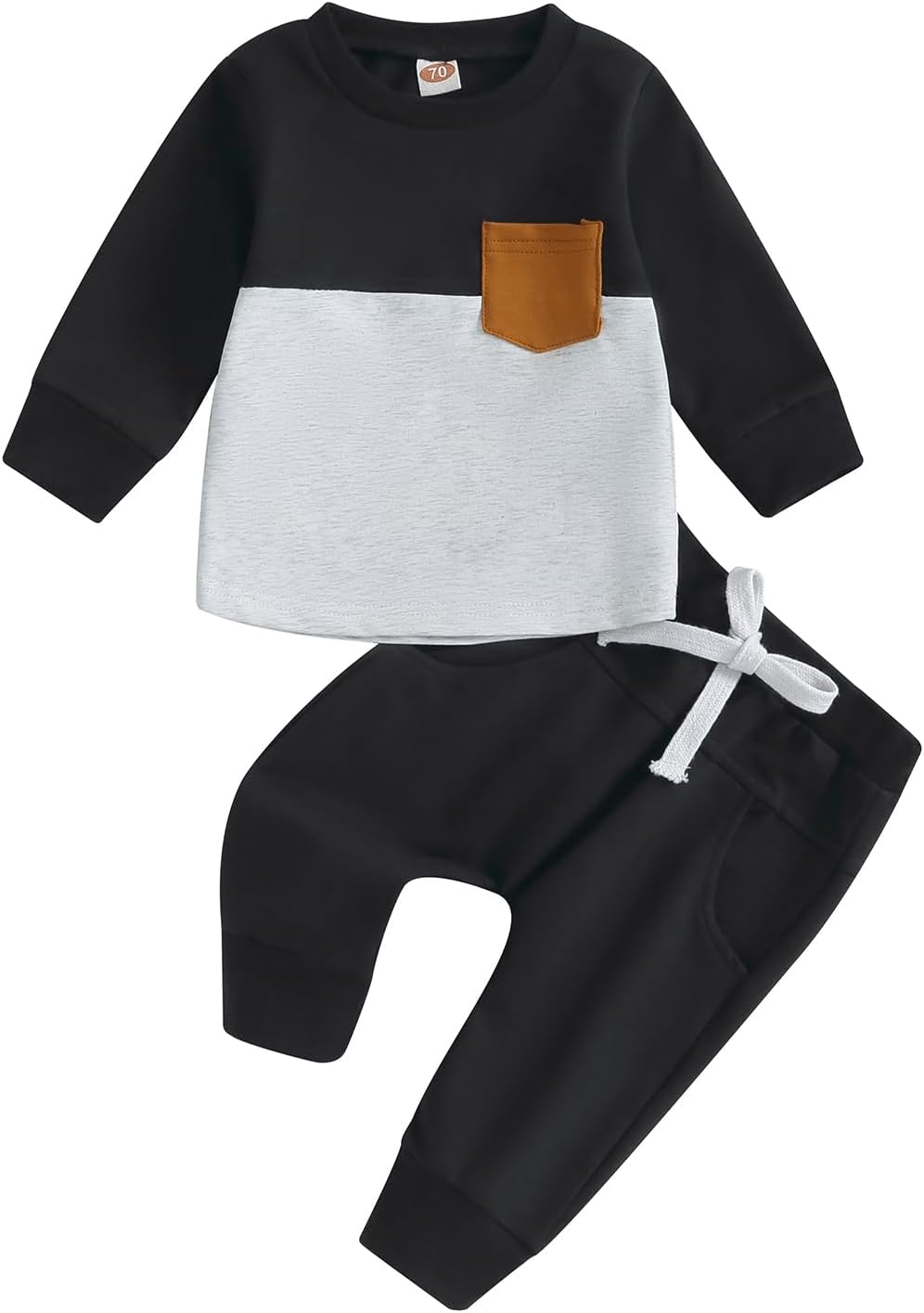 Baby Jogger Set – 2 Piece Winter Outfit with Color Block Sweatshirt & Stretch Pants, Cotton Blend, 0-3 Years – Marmari