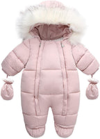 Baby Snowsuit with Hood – Warm Winter Jumpsuit with Soft Lining & Zipper, 4 Colors, 0-24 Months – Figueral