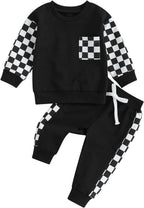 Baby Jogger Set – 2 Piece Winter Outfit with Color Block Sweatshirt & Stretch Pants, Cotton Blend, 0-3 Years – Marmari H