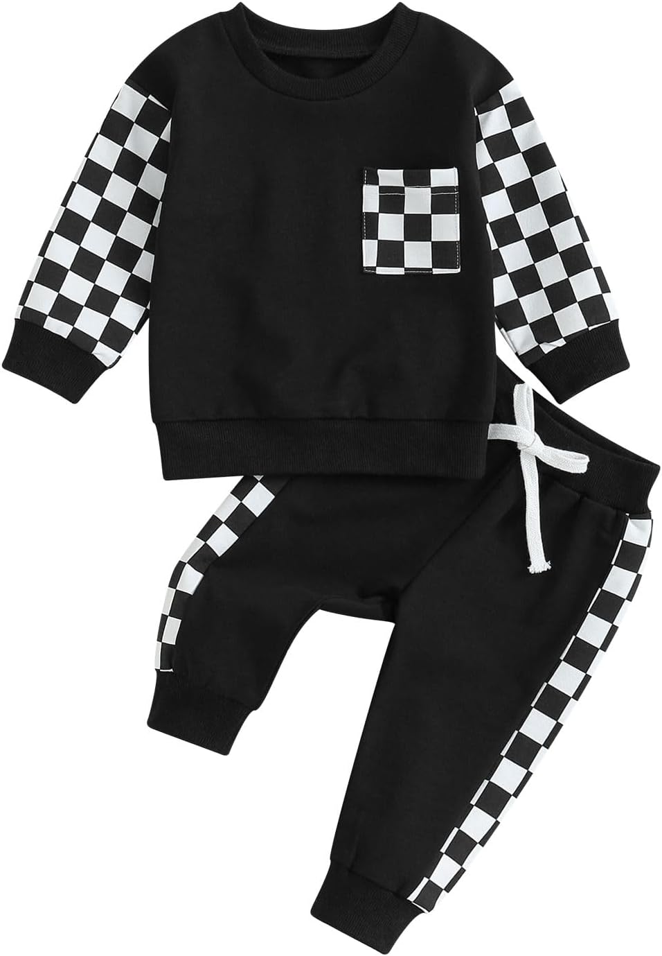 Baby Jogger Set – 2 Piece Winter Outfit with Color Block Sweatshirt & Stretch Pants, Cotton Blend, 0-3 Years – Marmari H